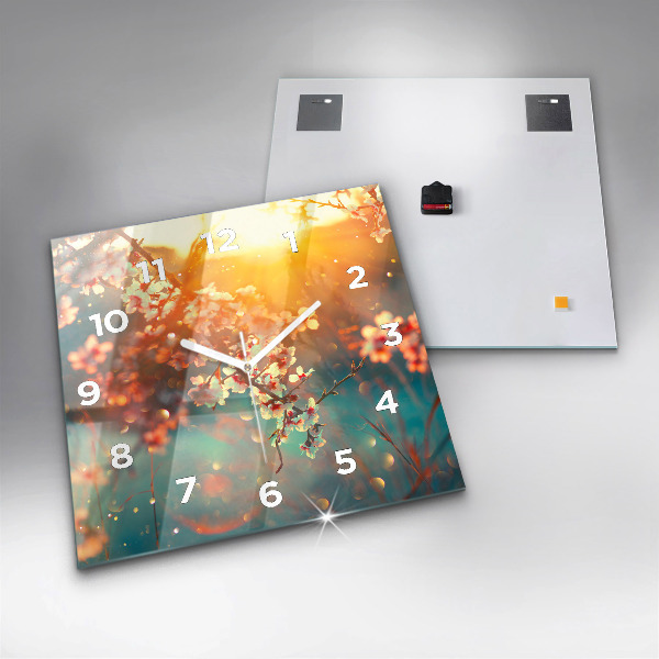 Square wall clock Spring flowers