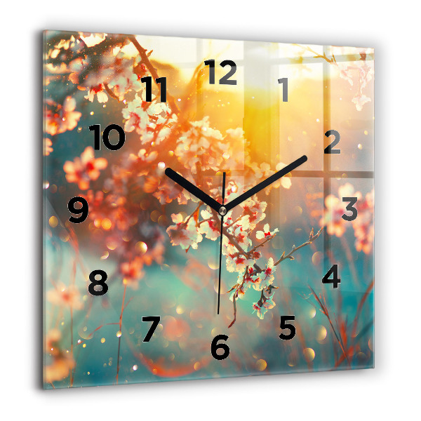 Square wall clock Spring flowers