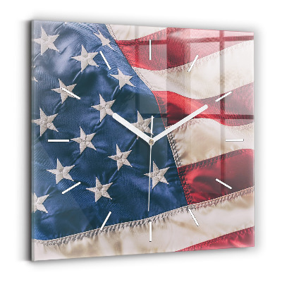 Square wall clock American flag