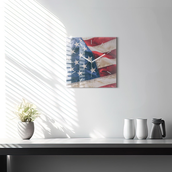 Square wall clock American flag