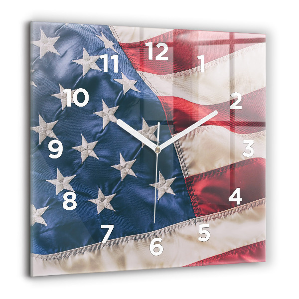 Square wall clock American flag
