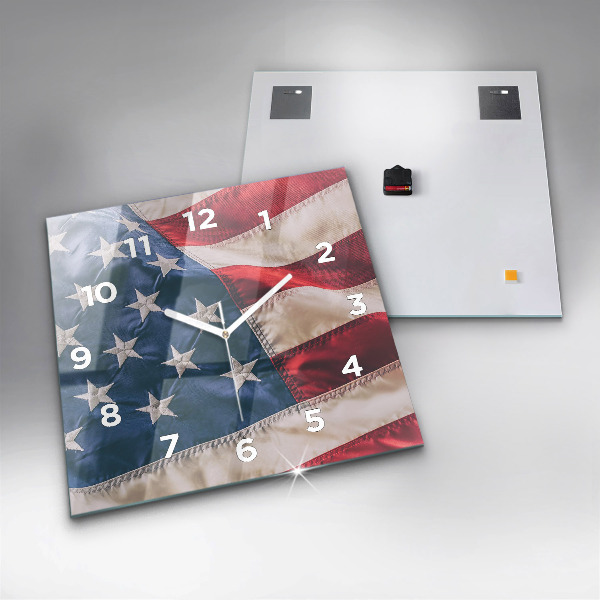 Square wall clock American flag