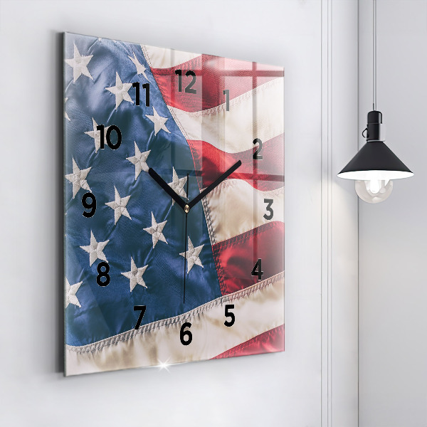 Square wall clock American flag