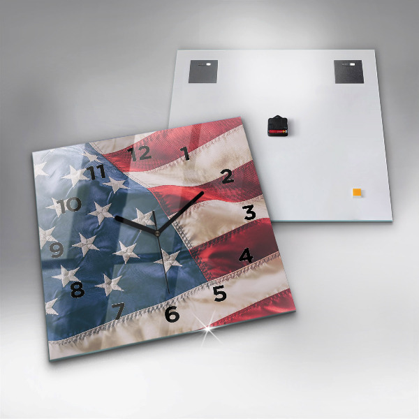 Square wall clock American flag