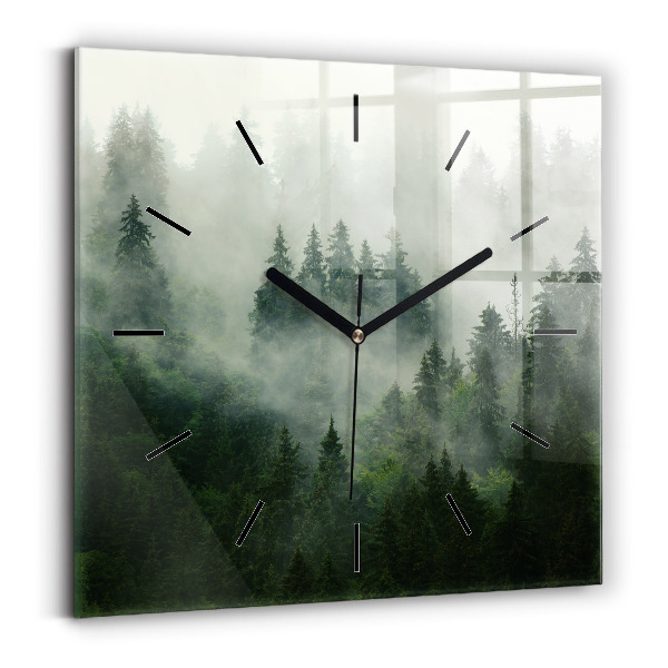 Square wall clock Misty forest