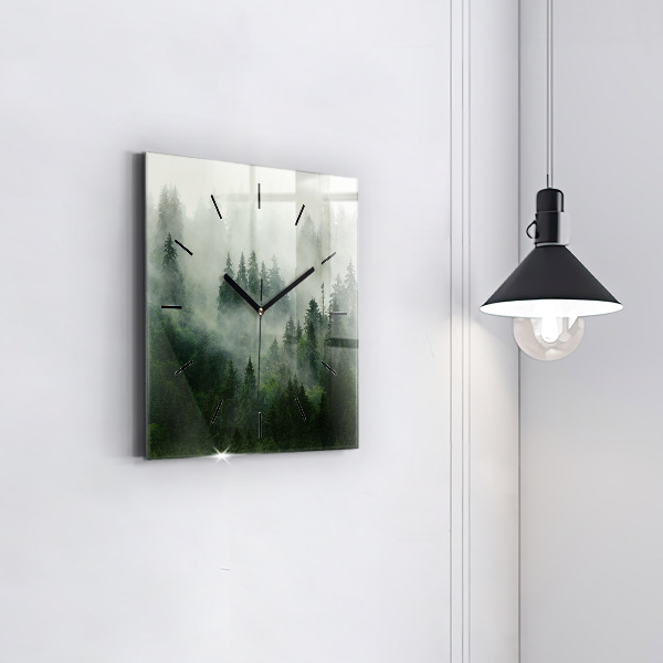 Square wall clock Misty forest