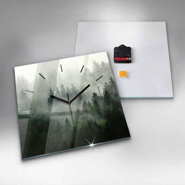 Square wall clock Misty forest