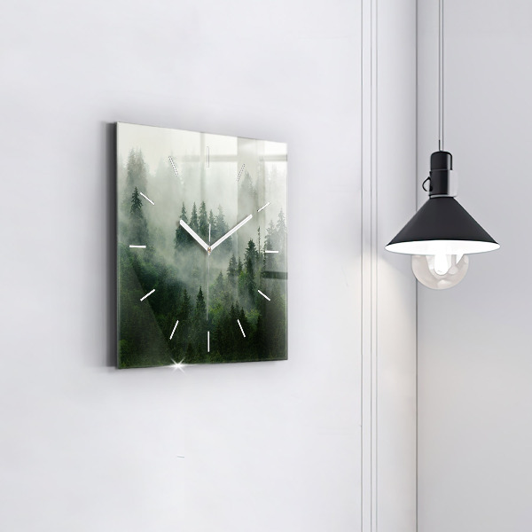 Square wall clock Misty forest
