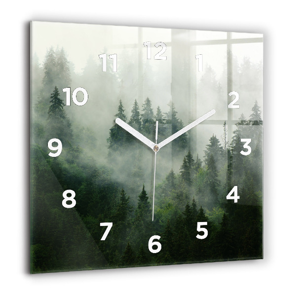 Square wall clock Misty forest