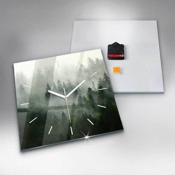 Square wall clock Misty forest