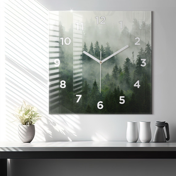 Square wall clock Misty forest