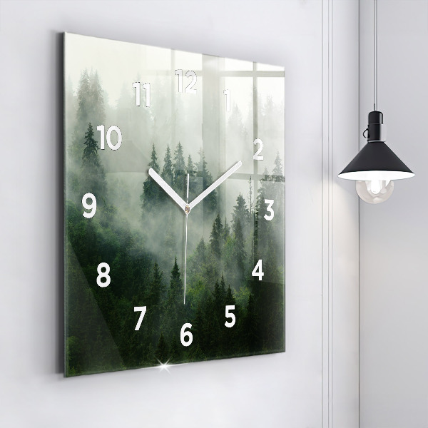 Square wall clock Misty forest