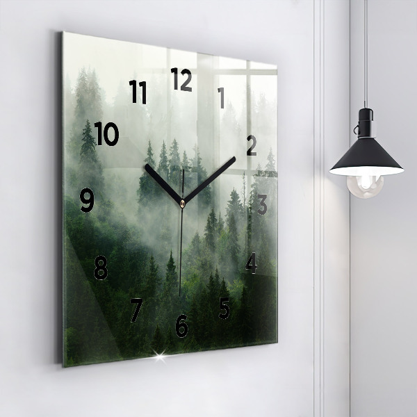 Square wall clock Misty forest