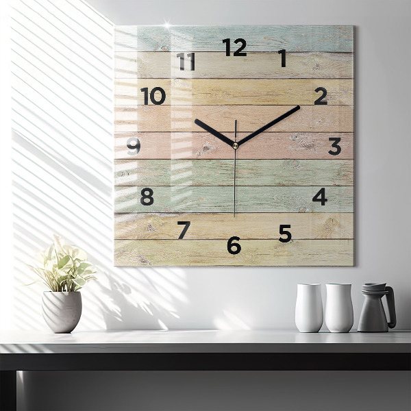 Square wall clock Colorful boards