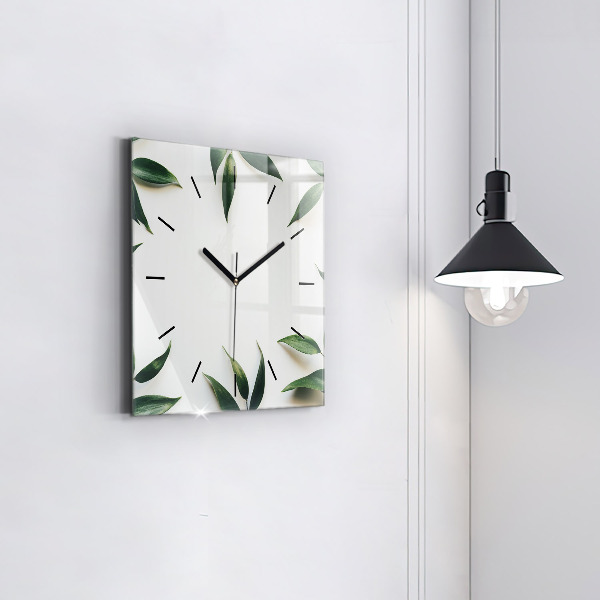 Square wall clock Leaf frame