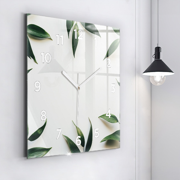 Square wall clock Leaf frame