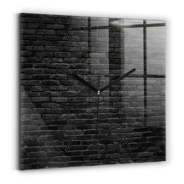 Square wall clock Dark brick wall