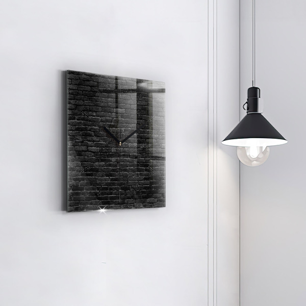 Square wall clock Dark brick wall