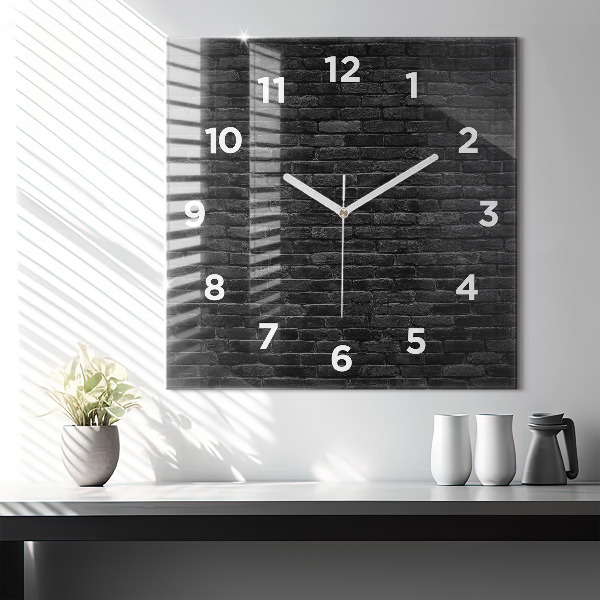 Square wall clock Dark brick wall