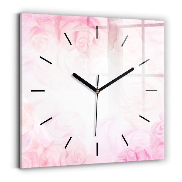 Square wall clock Roses abstract