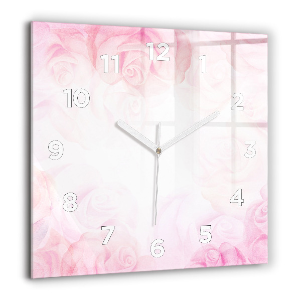 Square wall clock Roses abstract