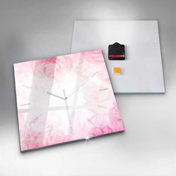 Square wall clock Roses abstract