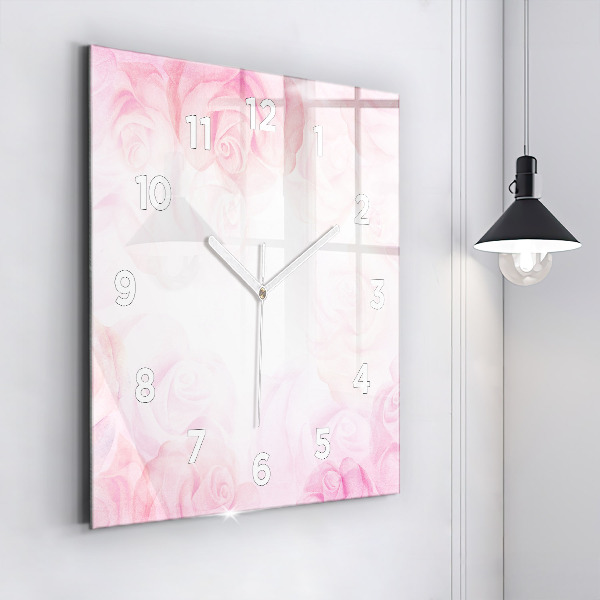Square wall clock Roses abstract