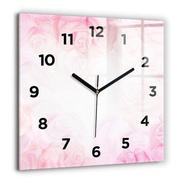 Square wall clock Roses abstract