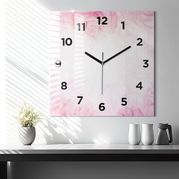 Square wall clock Roses abstract