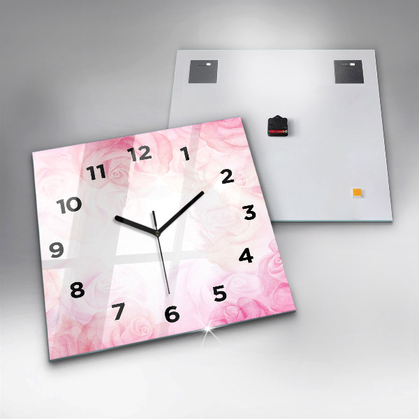 Square wall clock Roses abstract