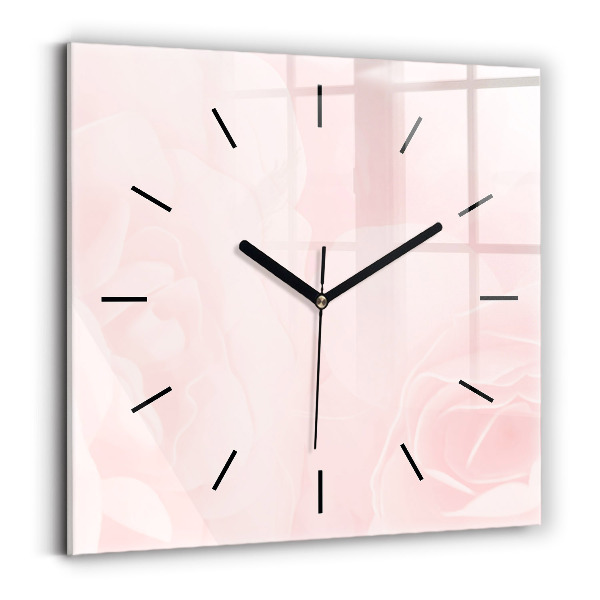 Square wall clock Blooming roses
