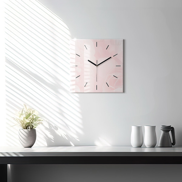 Square wall clock Blooming roses