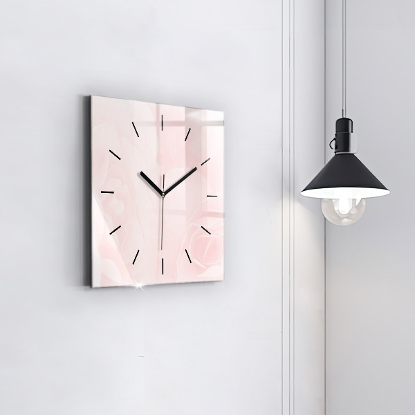 Square wall clock Blooming roses