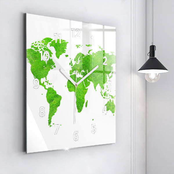 Square wall clock Green grass map