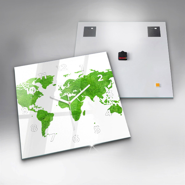 Square wall clock Green grass map