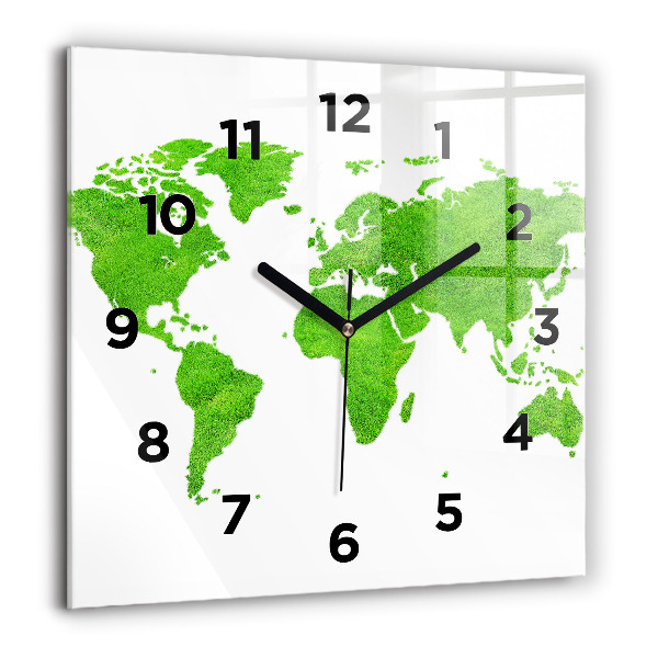Square wall clock Green grass map