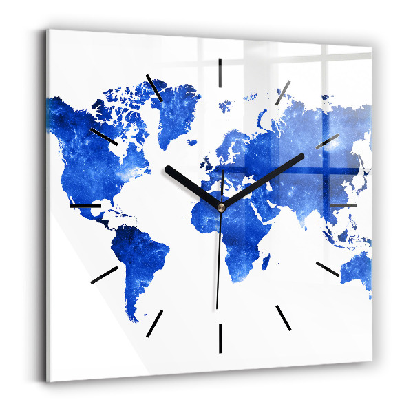 Square wall clock Space world map