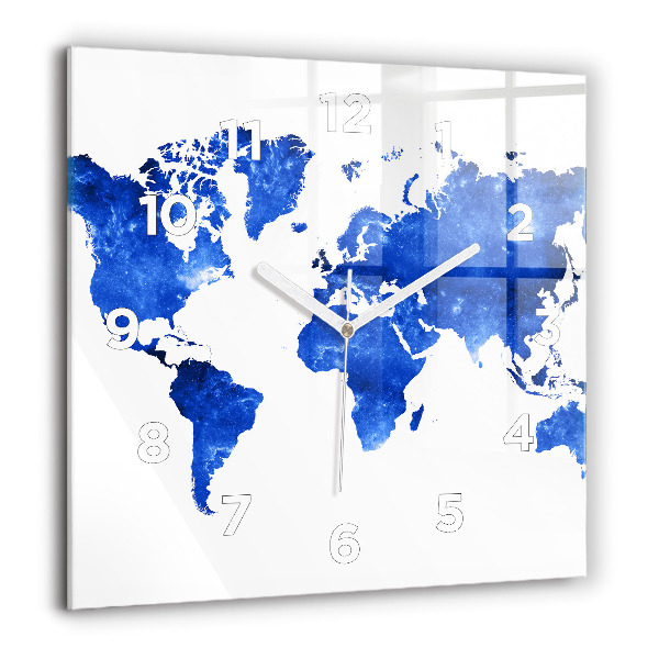 Square wall clock Space world map