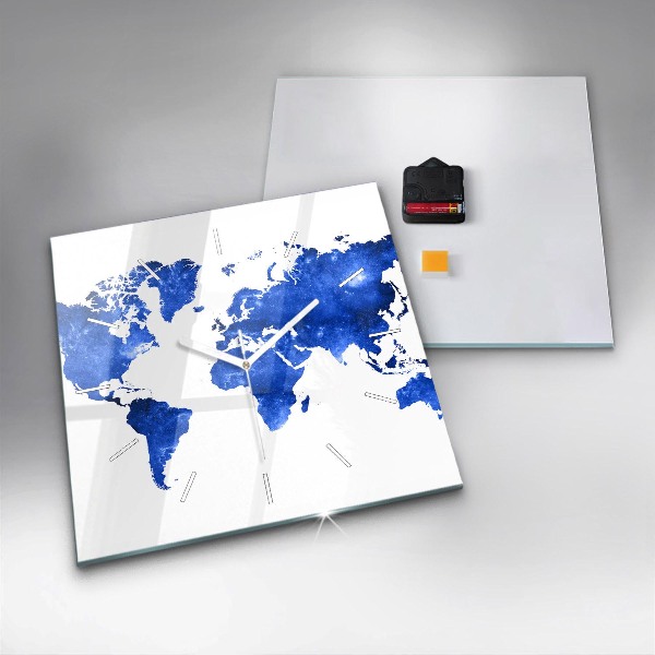 Square wall clock Space world map
