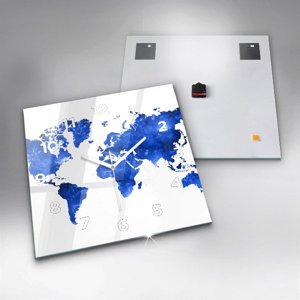 Square wall clock Space world map