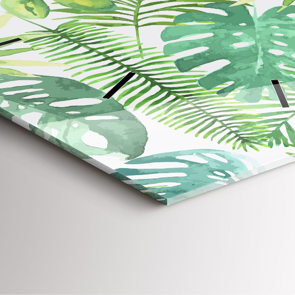Square wall clock Green leaves