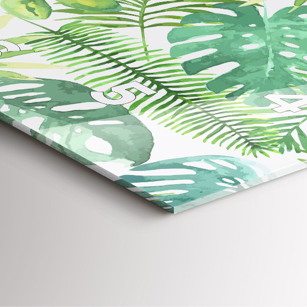 Square wall clock Green leaves