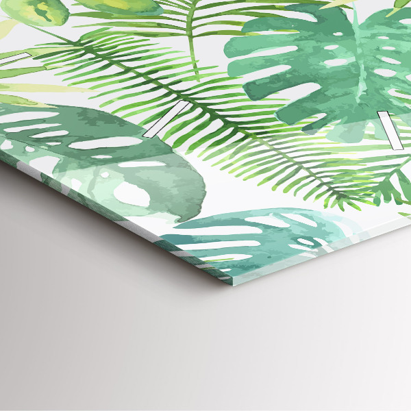 Square wall clock Green leaves