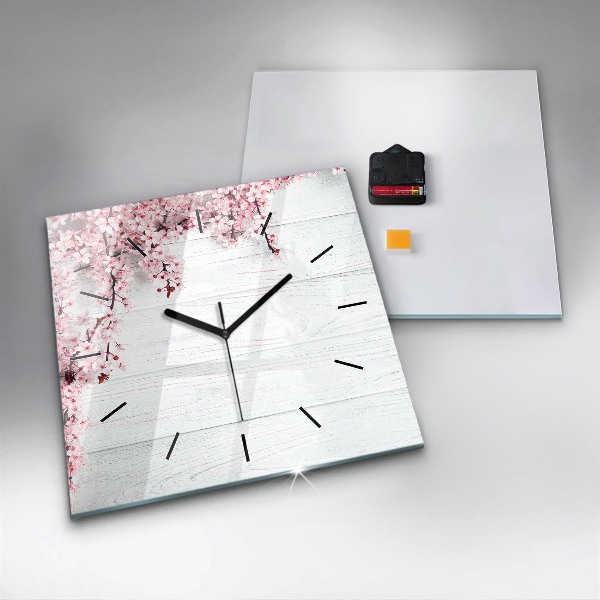 Square wall clock Spring flowers