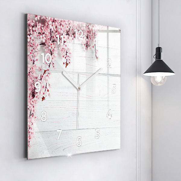 Square wall clock Spring flowers
