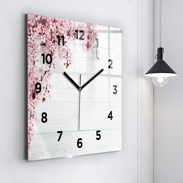 Square wall clock Spring flowers