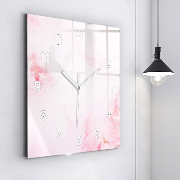 Square wall clock Blooming flowers