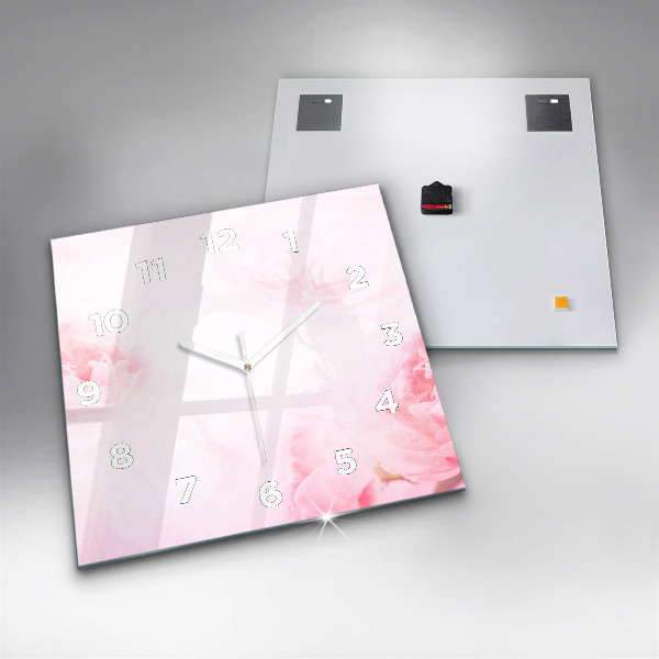 Square wall clock Blooming flowers