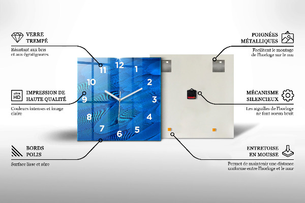 Square wall clock Blooming flowers