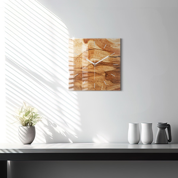 Square wall clock Wood texture